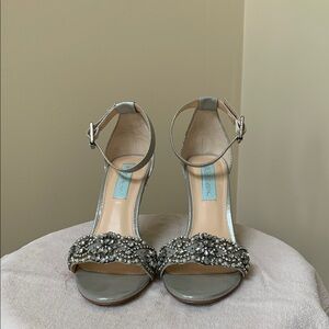 Betsey Johnson Silver Crystal Embellished Heels